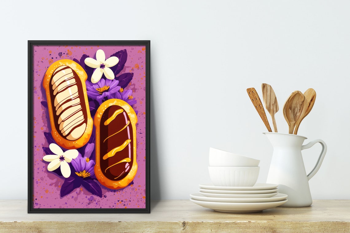 Modern Cafe Decor Bakery Decor Chocolate Eclair Poster Coffee Shop Art - Image 3