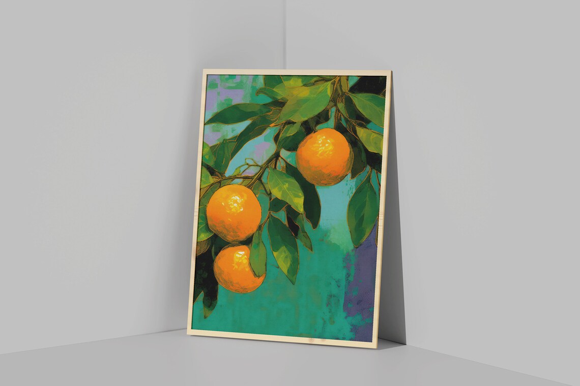 Modern Oranges Still Life Art Print, Minimalist Deco - Image 2