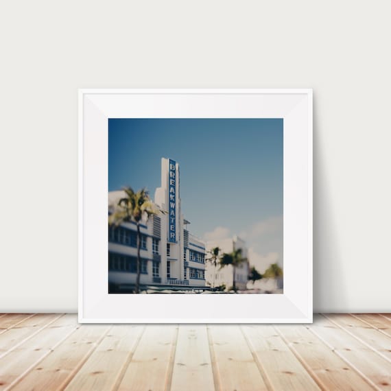 Miami Beach Breakwater Hotel Art Deco Palm Trees Photo Print