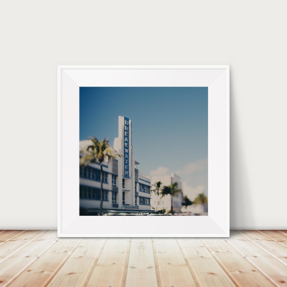 Miami Beach Breakwater Hotel Art Deco Palm Trees Photo Print