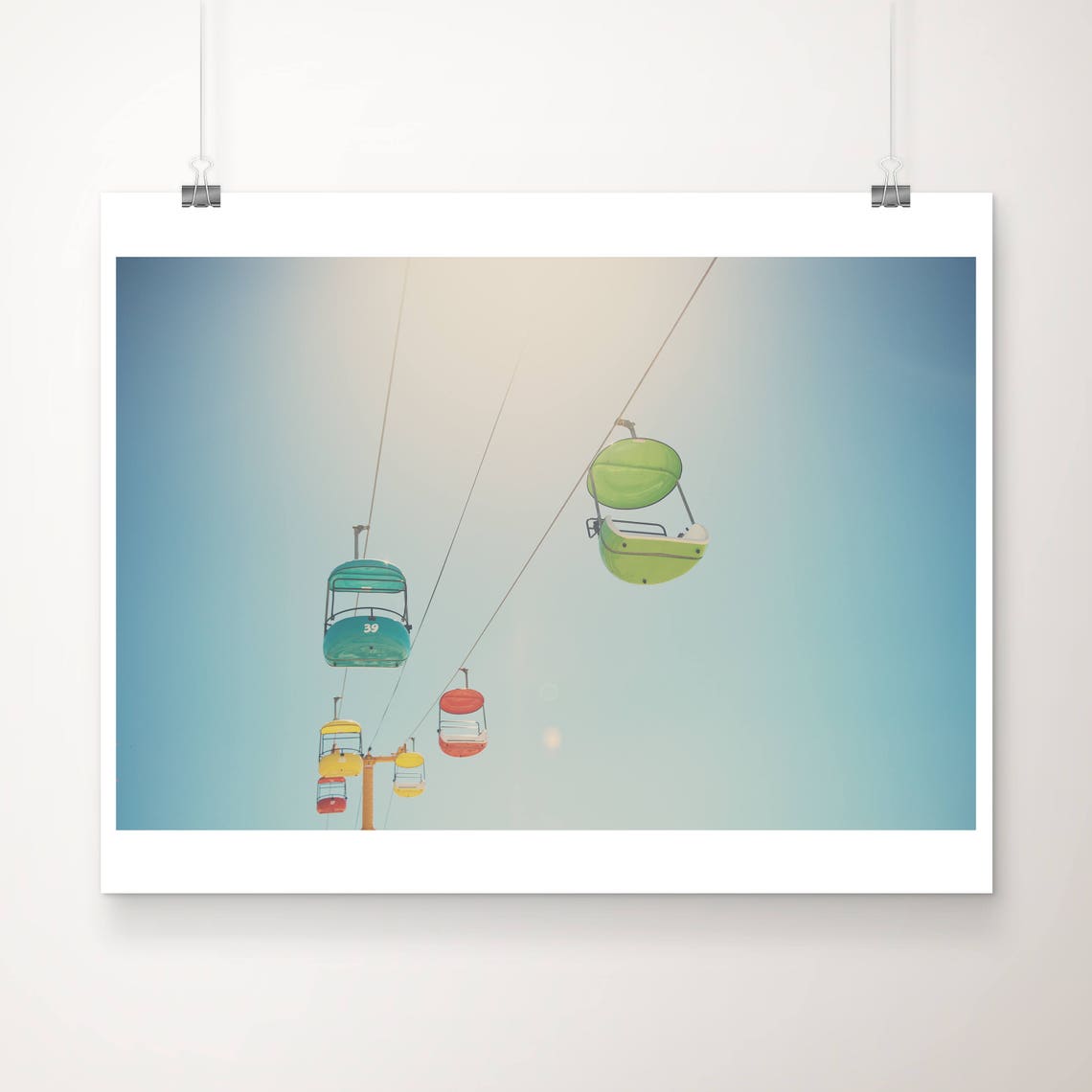 Santa Cruz Boardwalk Skyglider Colorful Gondolas Sky Photo Poster