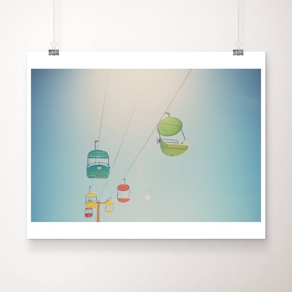 Santa Cruz Boardwalk Skyglider Colorful Gondolas Sky Photo Poster