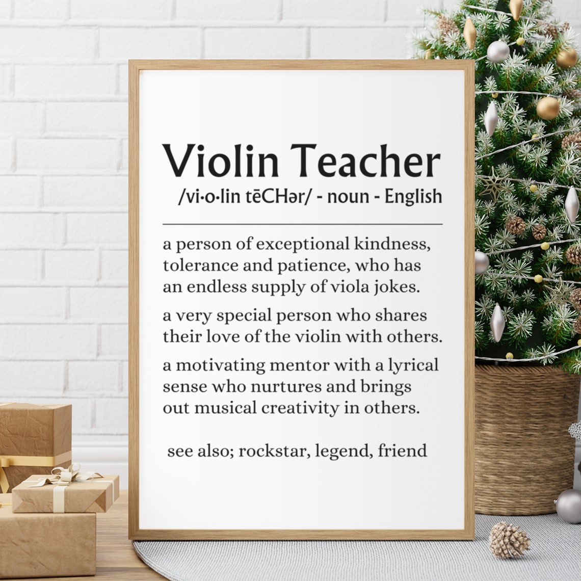 Violin Teacher Definition Quote Music Teacher Appreciation Gift Poster - Image 3