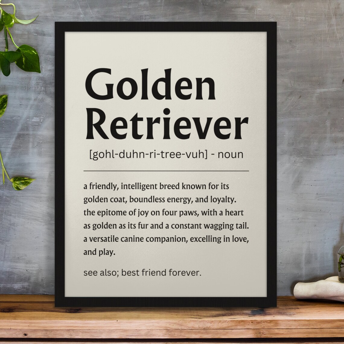Golden Retriever Dog Breed Definition Dictionary Style Art Poster - Image 5