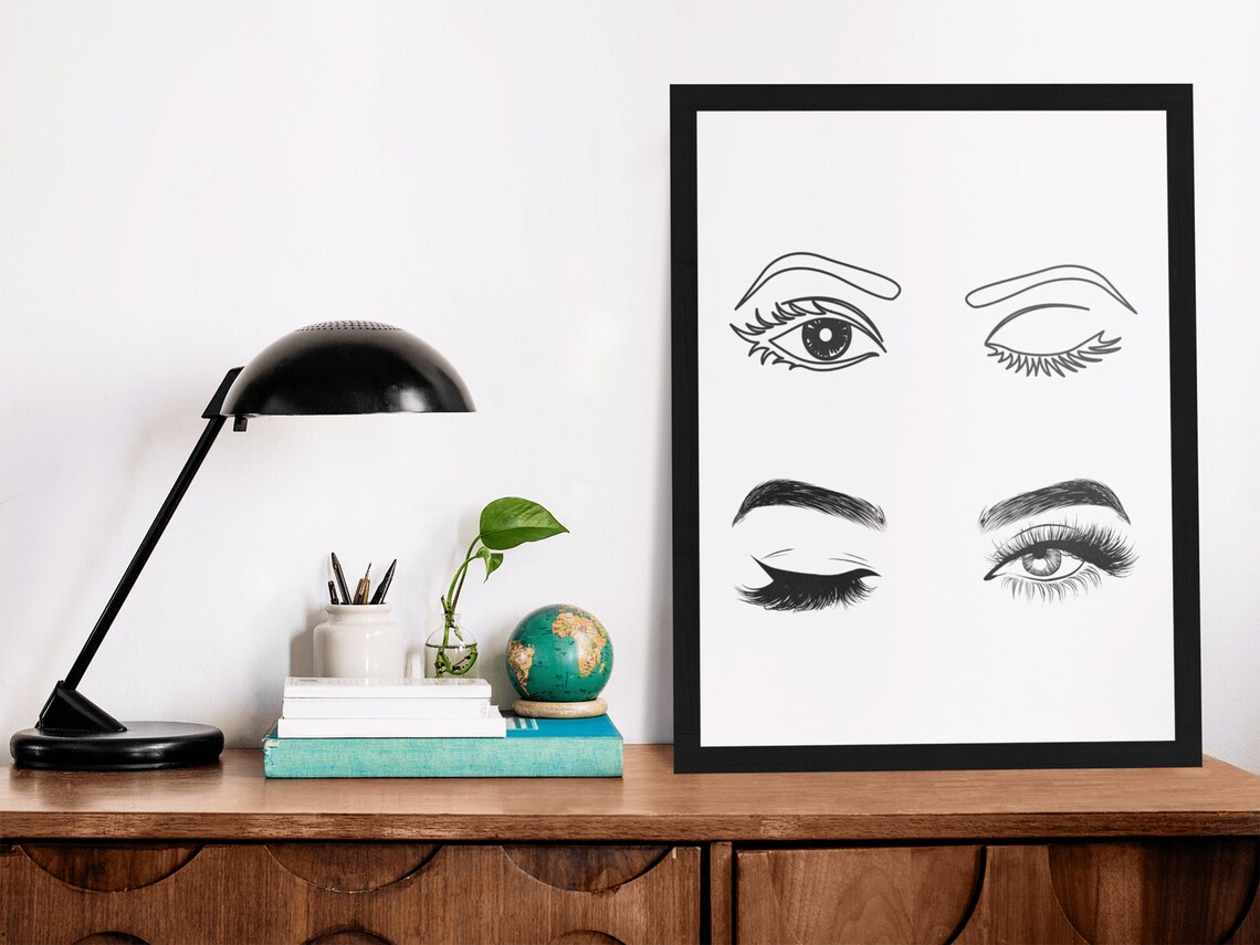 Winking Eyes Lash Line Art Beauty Salon Feminine Eye Sketch Poster - Image 6