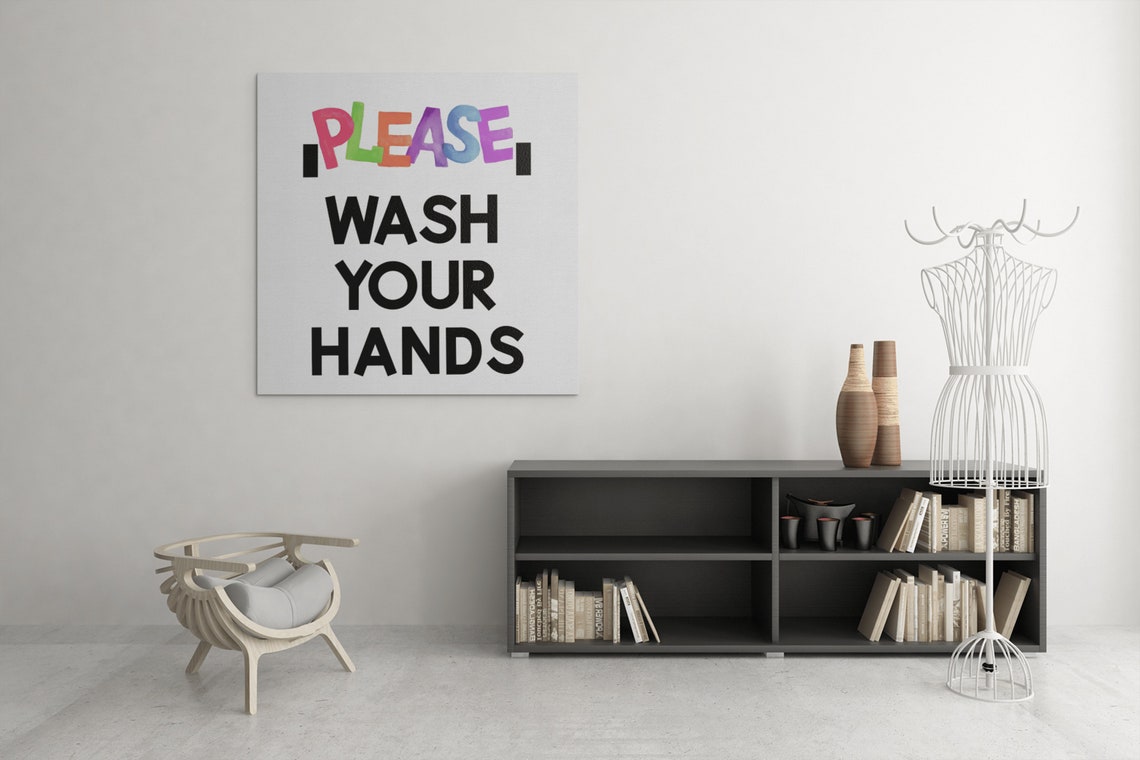 Please Wash Your Hands Colorful Lettering Kids Bathroom Poster - Image 3