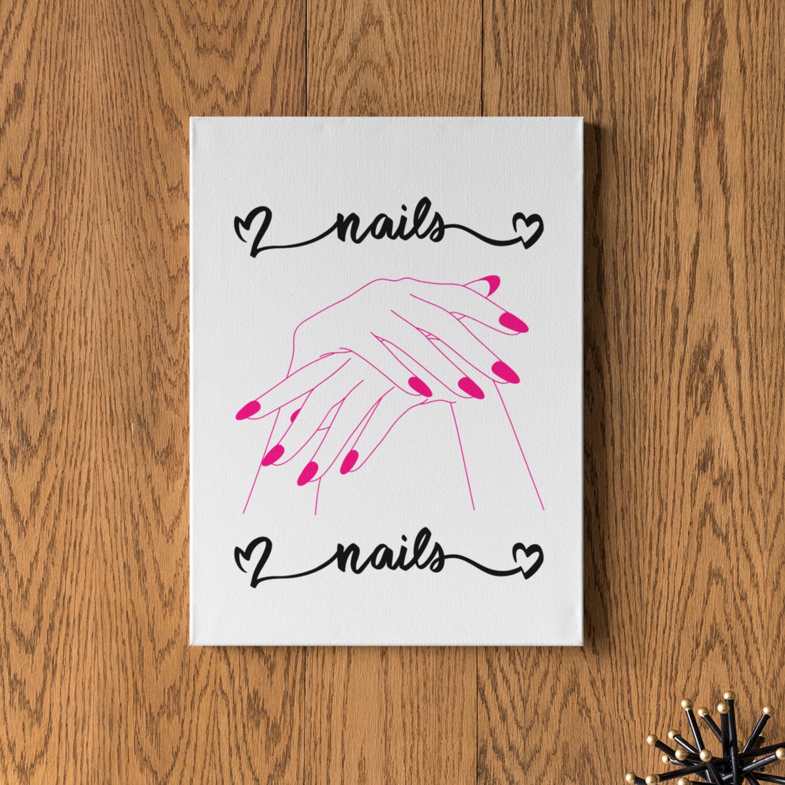 Nails Script Heart Line Art Hands Pink Manicure Salon Decor Poster - Image 5