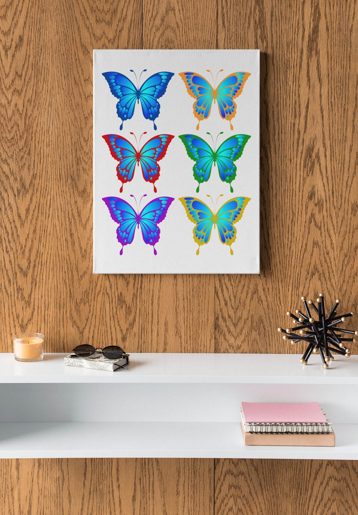 Colorful Butterfly Grid Rainbow Insects Dorm Room Wall Poster - Image 2