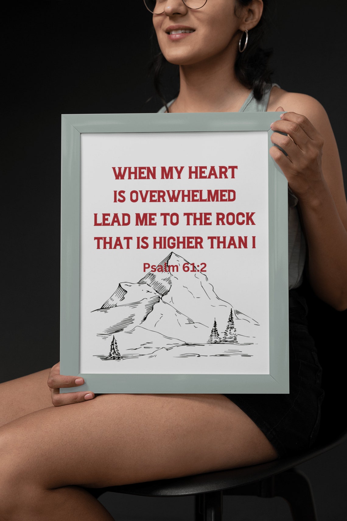Bible Verse Prints Psalm 61 2 Religious Print When My Heart Is Overwhelmed Minimalist Christian Wall Artwork Printables - Image 4