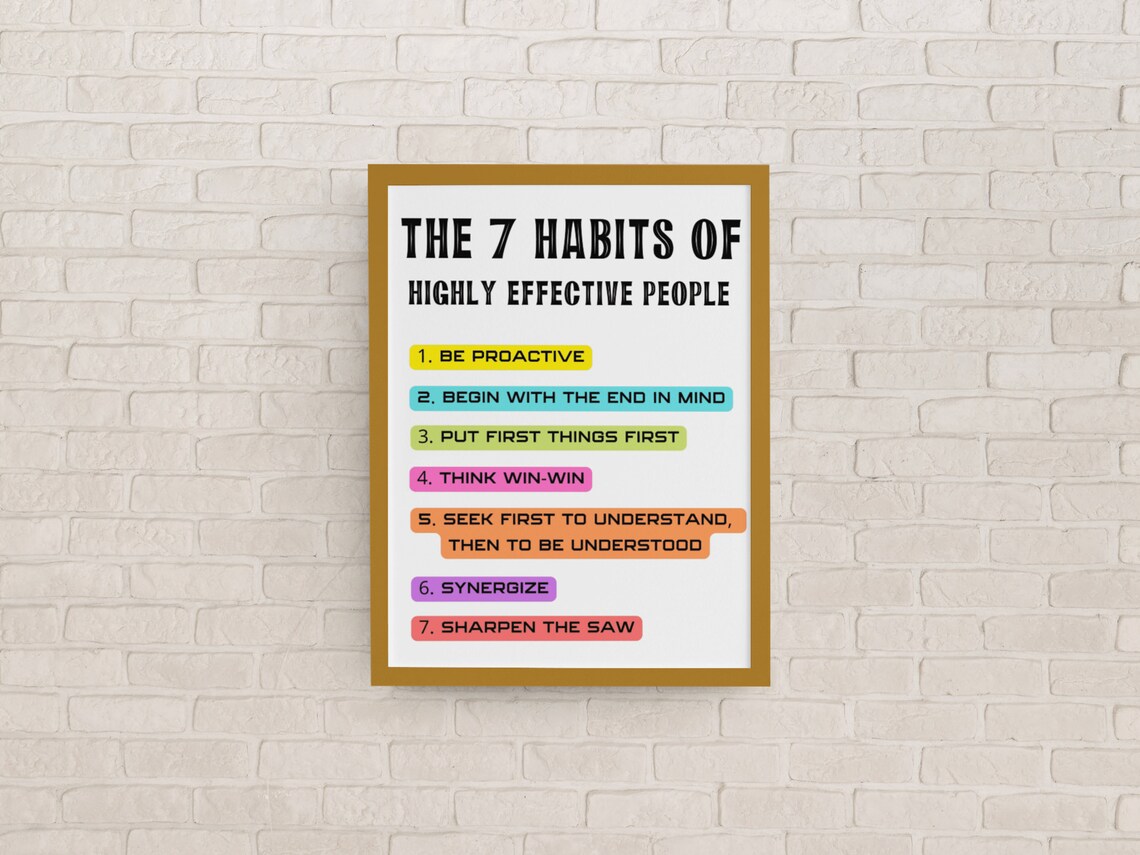 The 7 Habits Of Highly Effective People Colorful Motivational Poster - Image 2
