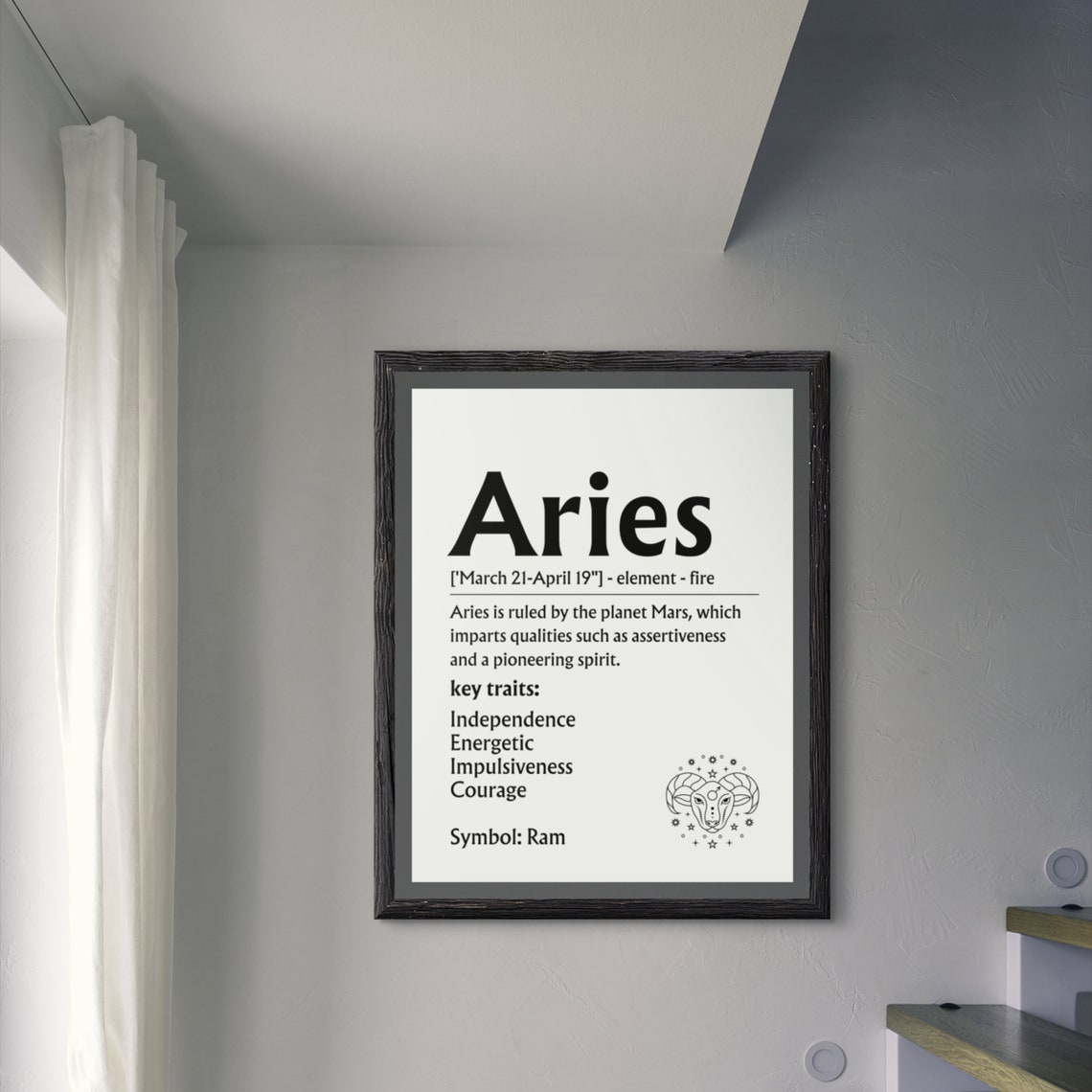 Aries Zodiac Definition Sign Ram Symbol Fire Sign Wall Poster - Image 9