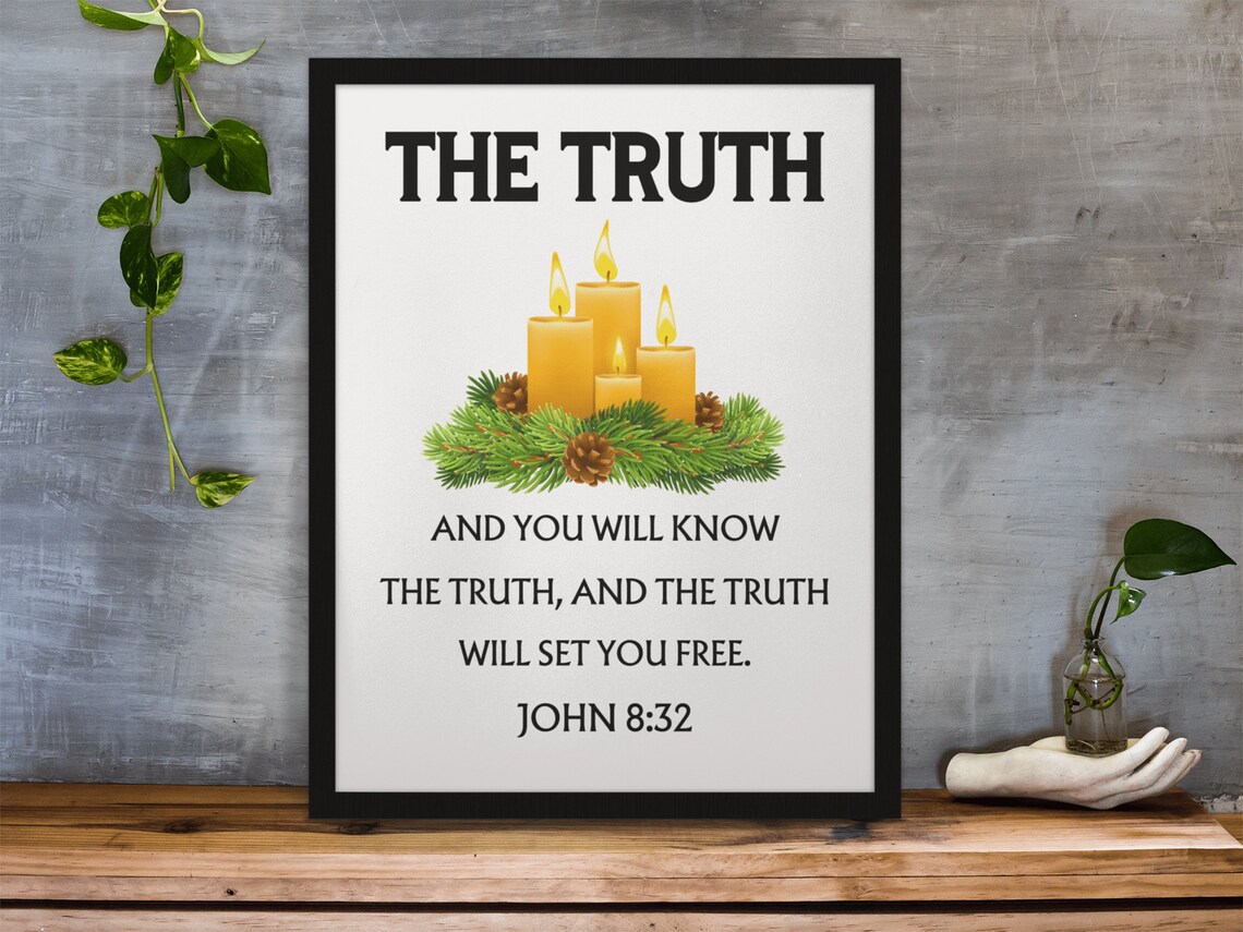 John 8:32 The Truth Will Set You Free Christmas Candle Faith Poster - Image 3