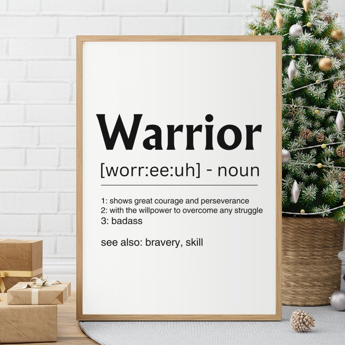 Warrior Definition Sign Inspirational Strength Badass Quote Poster - Image 3