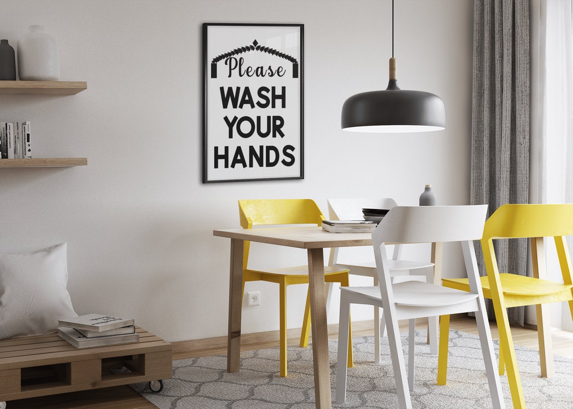 Please Wash Your Hands Elegant Script Black Framed Bathroom Poster - Image 2