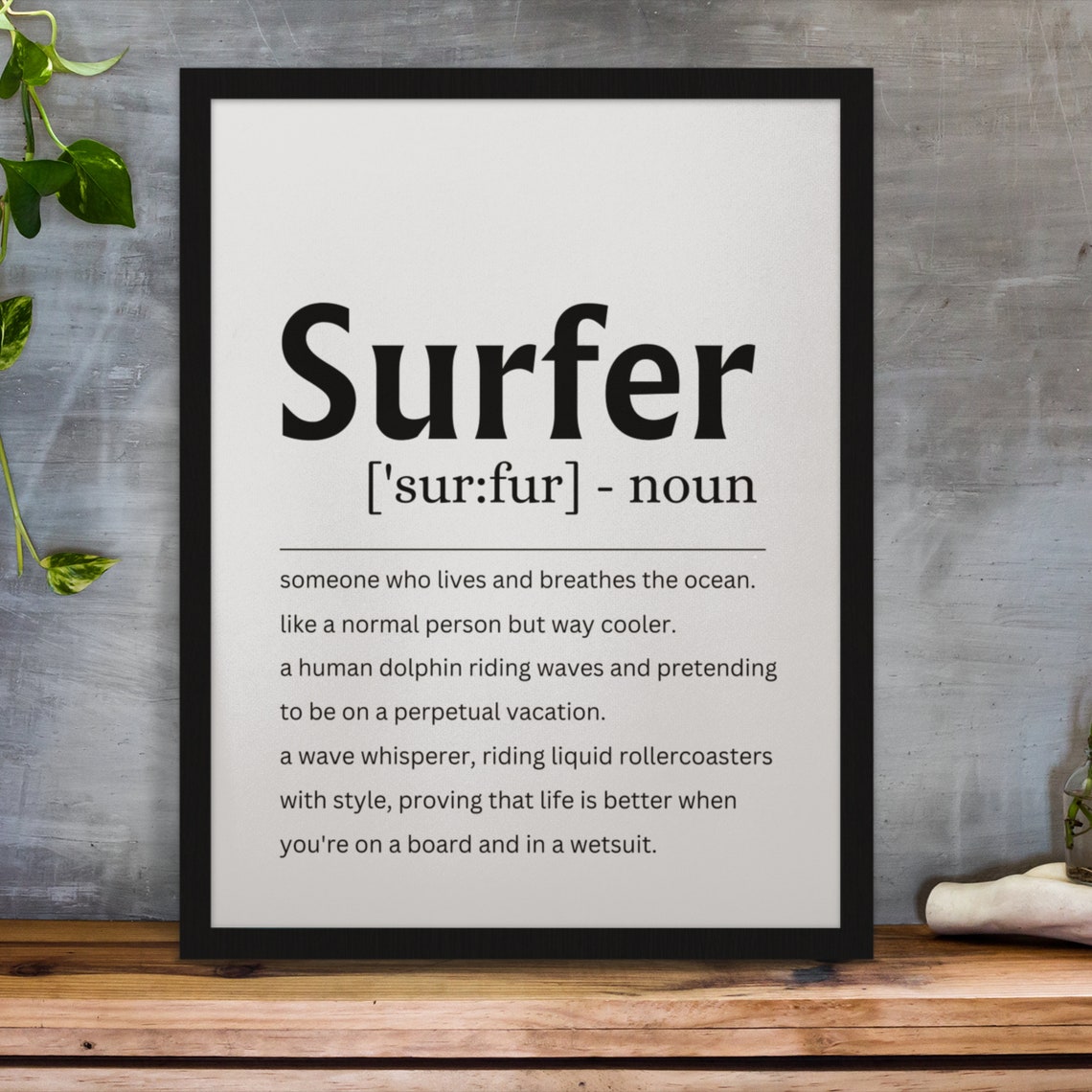 Surfer Definition Funny Quote Ocean Beach Lover Gift Wall Poster - Image 3