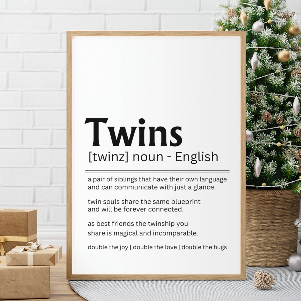 Twins Definition Double the Joy Love Hugs Family Keepsake Poster - Image 3