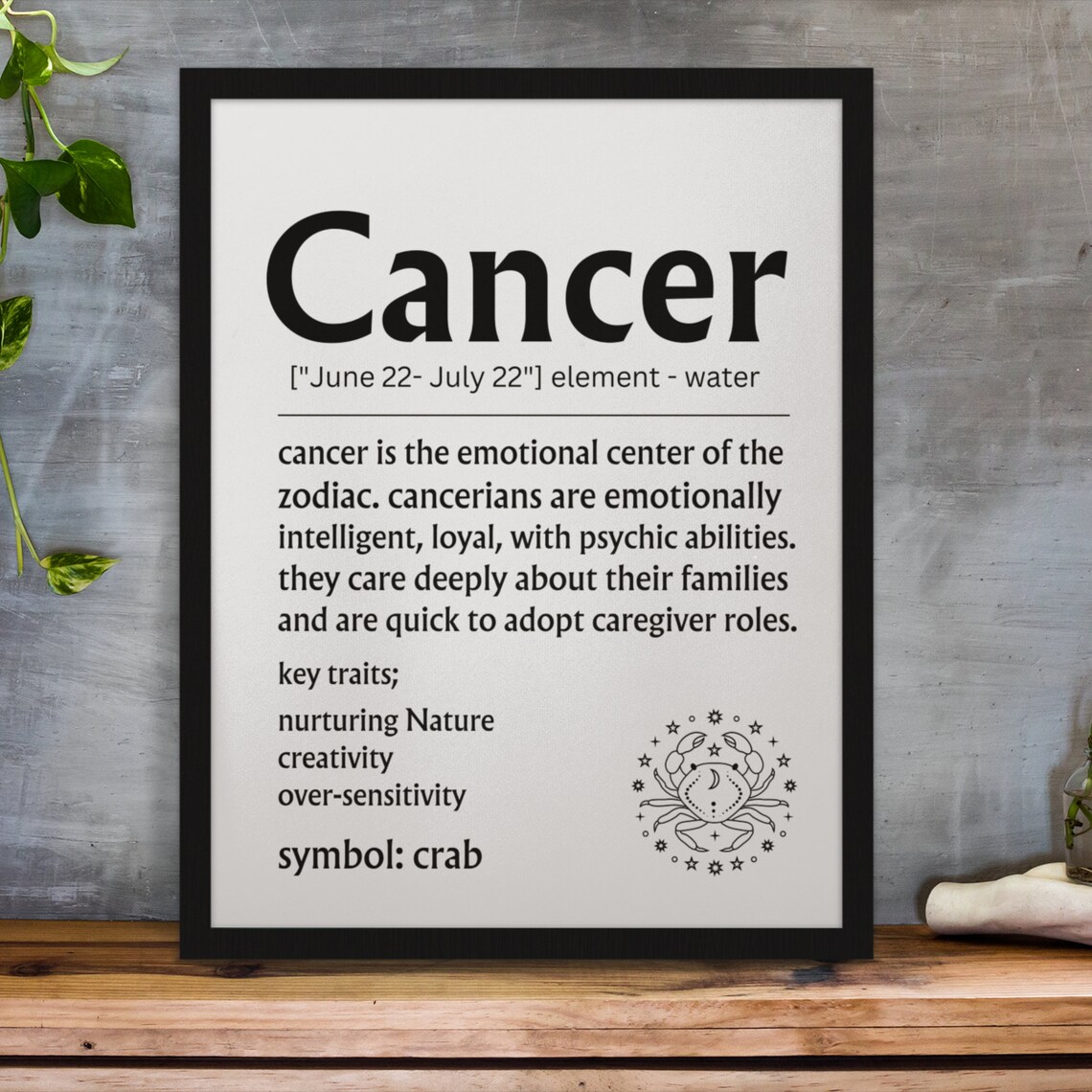 Cancer Zodiac Definition Sign Crab Water Sign Astrology Poster - Image 6