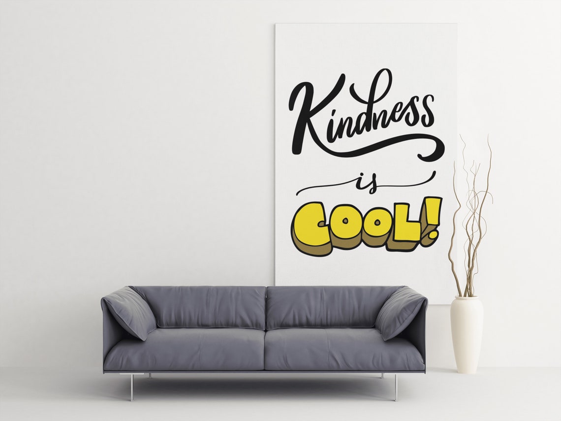 Kindness Is Cool Script Bubble Letter Yellow Kids Room Poster - Image 3