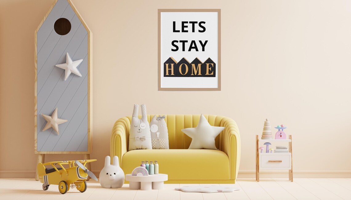 Lets Stay Home Set Of 3 House Typography Prints Cozy Home Wall Poster - Image 2