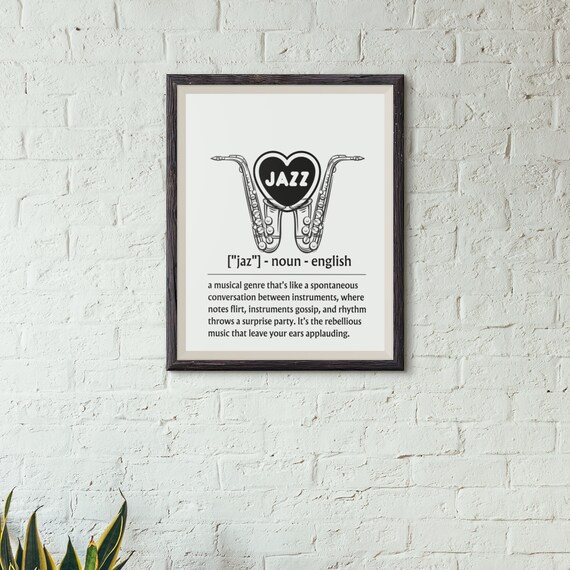 Jazz Definition Saxophone Music Lover Heart Musical Typography Poster