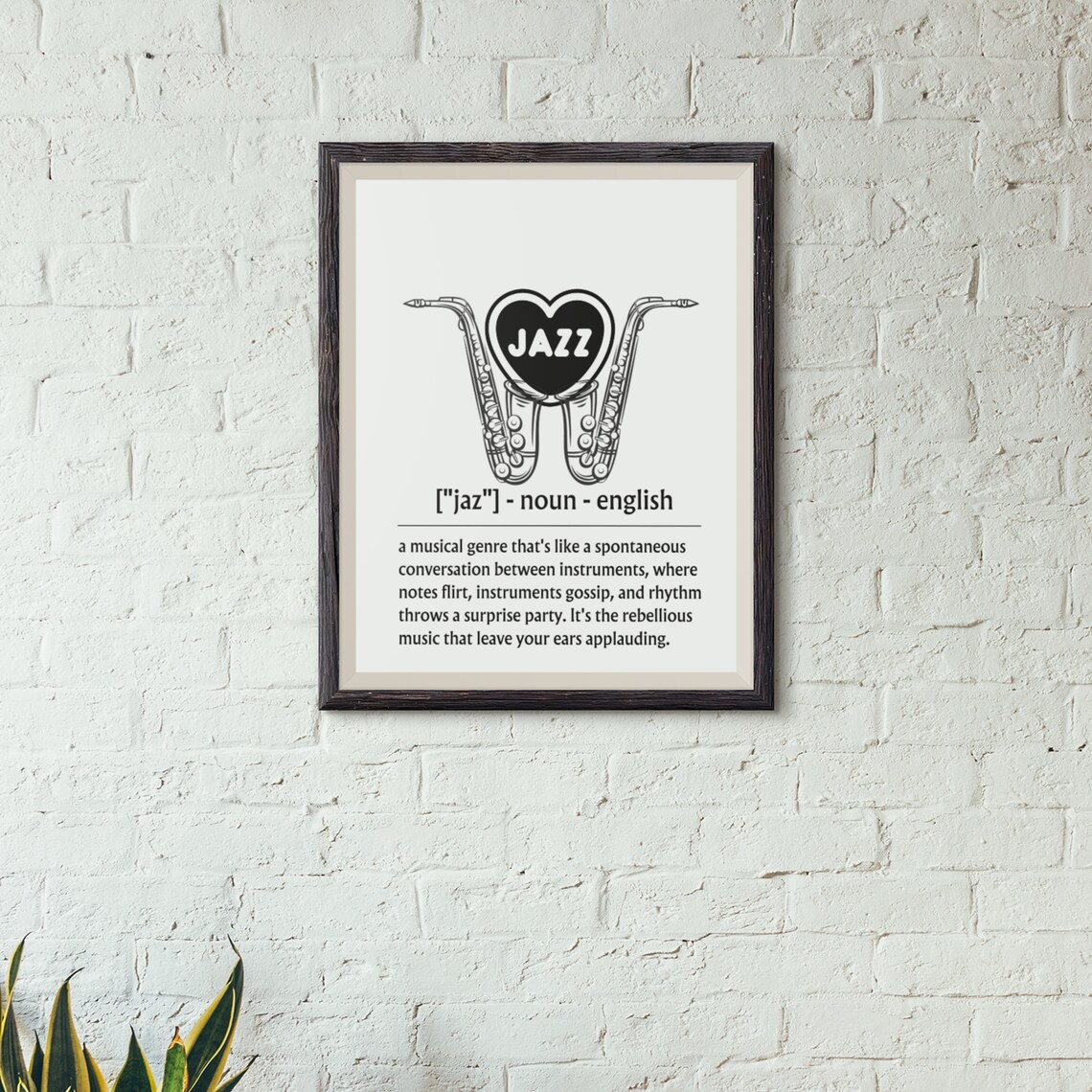Jazz Definition Saxophone Music Lover Heart Musical Typography Poster