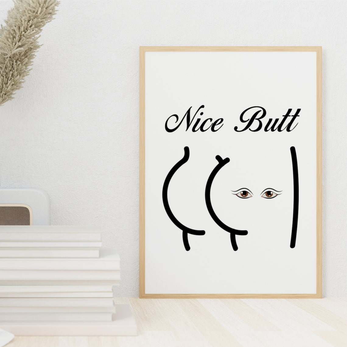 Nice Butt Black Script Minimalist Line Art Cheeky Humor Poster - Image 7