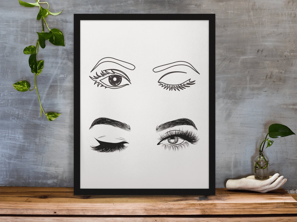 Winking Eyes Lash Line Art Beauty Salon Feminine Eye Sketch Poster - Image 3