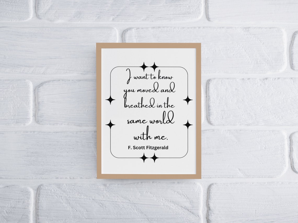 F Scott Fitzgerald Moved And Breathed Love Quote Star Poster - Image 3
