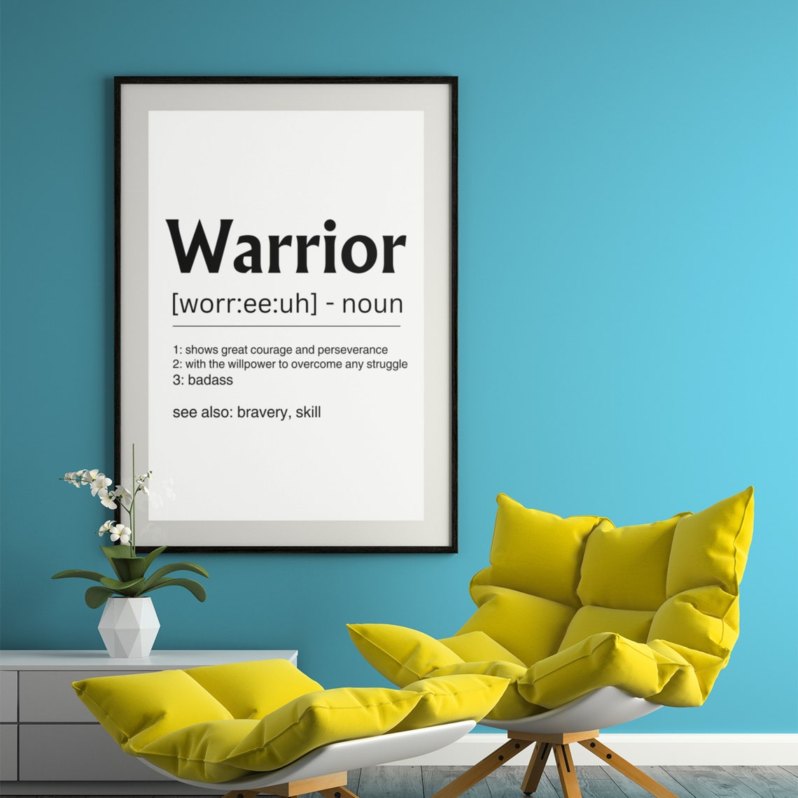Warrior Definition Sign Inspirational Strength Badass Quote Poster - Image 9