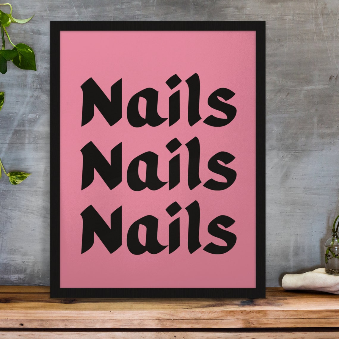 Nails Nails Nails Pink Salon Typography Wall Poster Decor Gift - Image 3