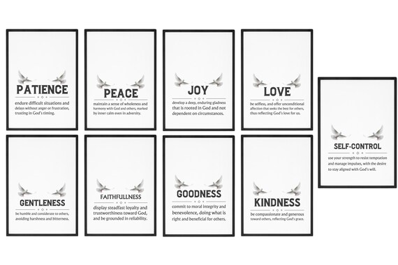 Fruits Of The Spirit Set Of 9 Dictionary Definition Faith Poster