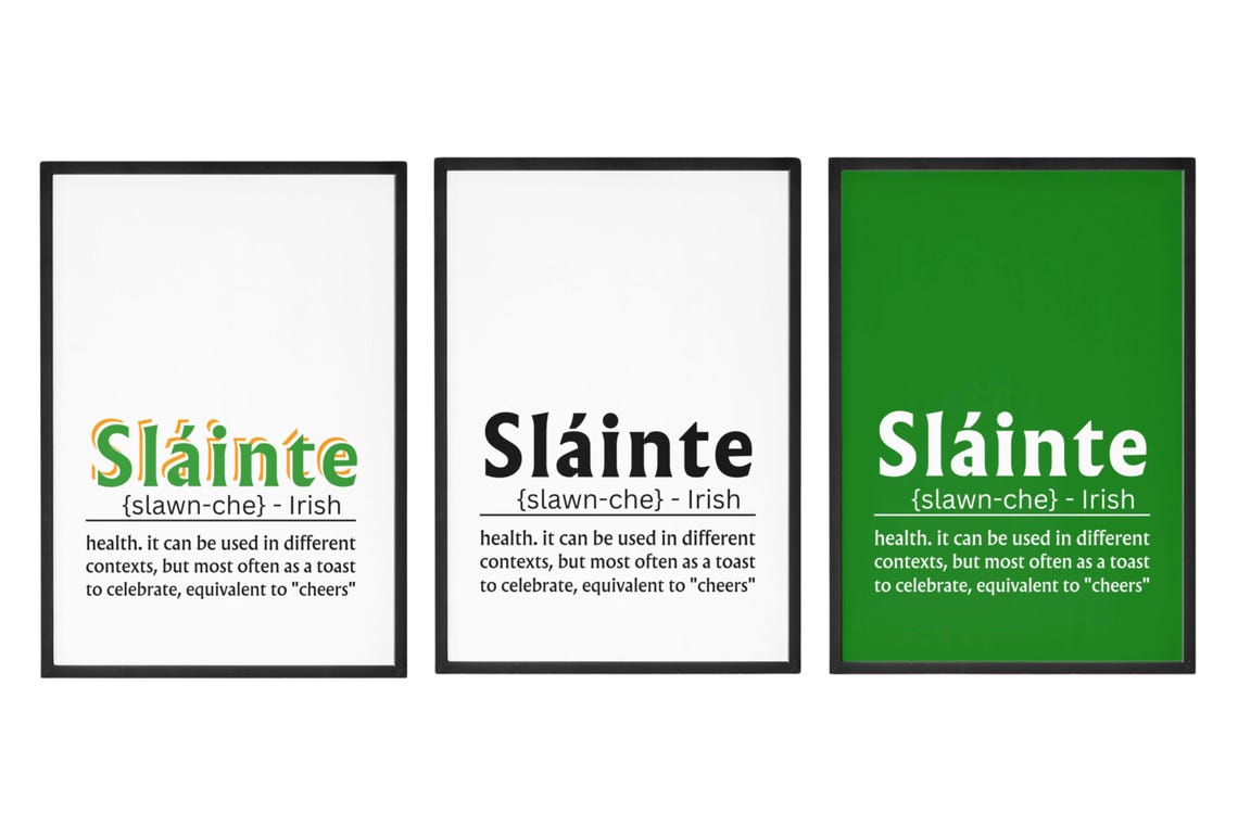 Slainte Irish Toast Dictionary Definition St Patrick Decor Poster - Image 8