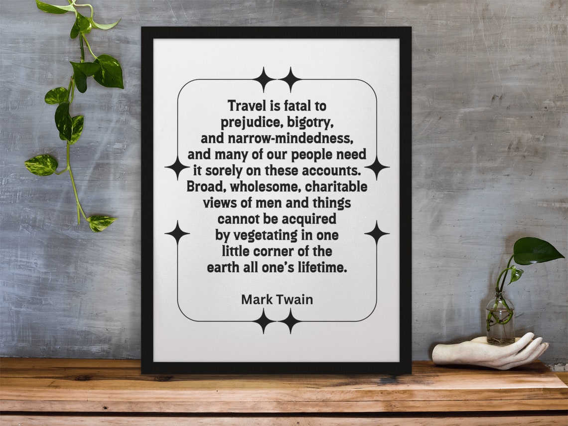 Mark Twain Travel Quote Star Border Office Study Wall Poster - Image 9
