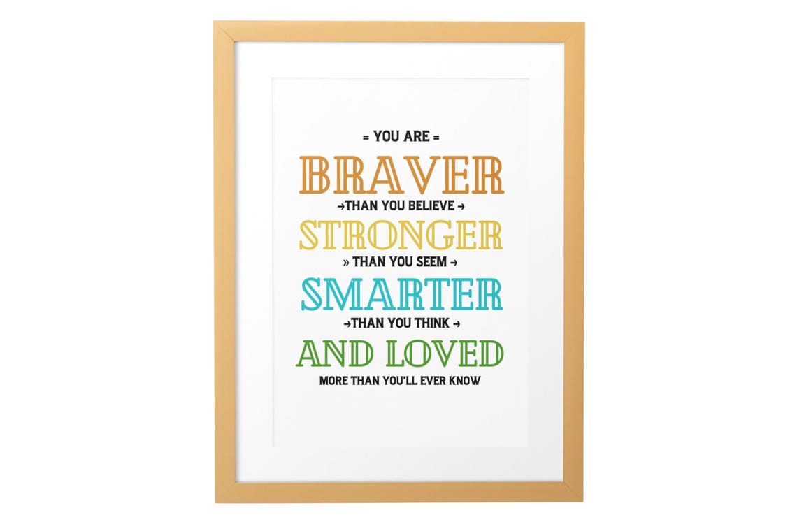 You Are Braver Stronger Smarter Loved Inspirational Quote Poster - Image 5