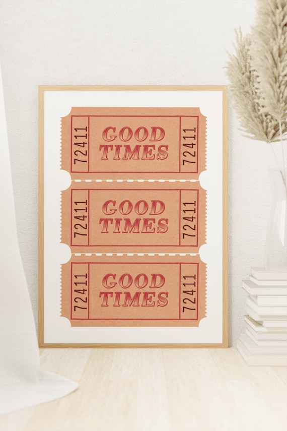 Good Times Vintage Ticket Stub Retro Nostalgia Framed Poster