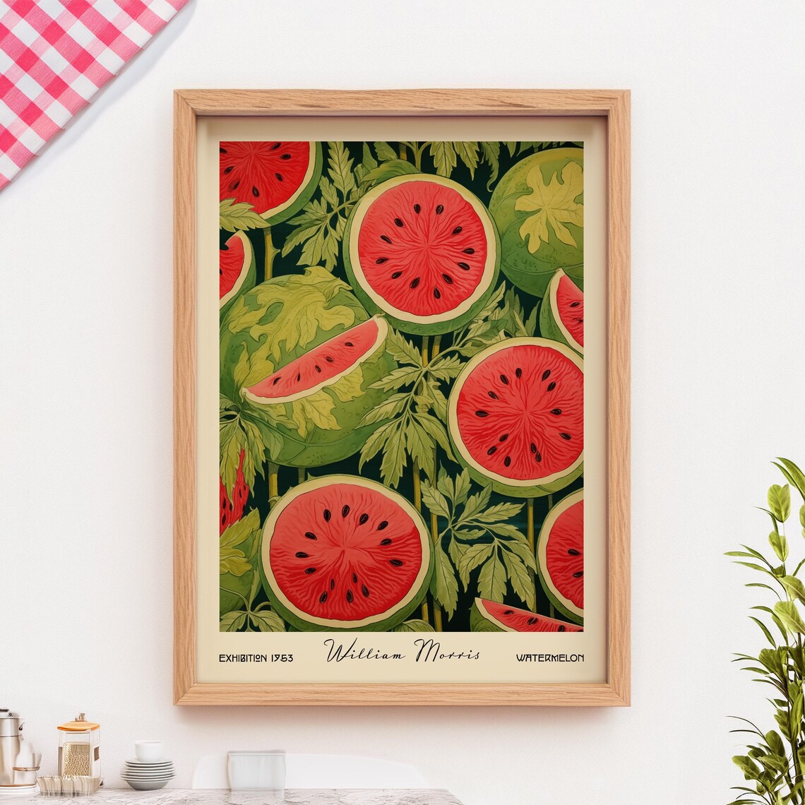 Watermelon Kitchen Print William Morris Botanical Wall Art Fruit Decor Printed On Luxury Paper - Image 2