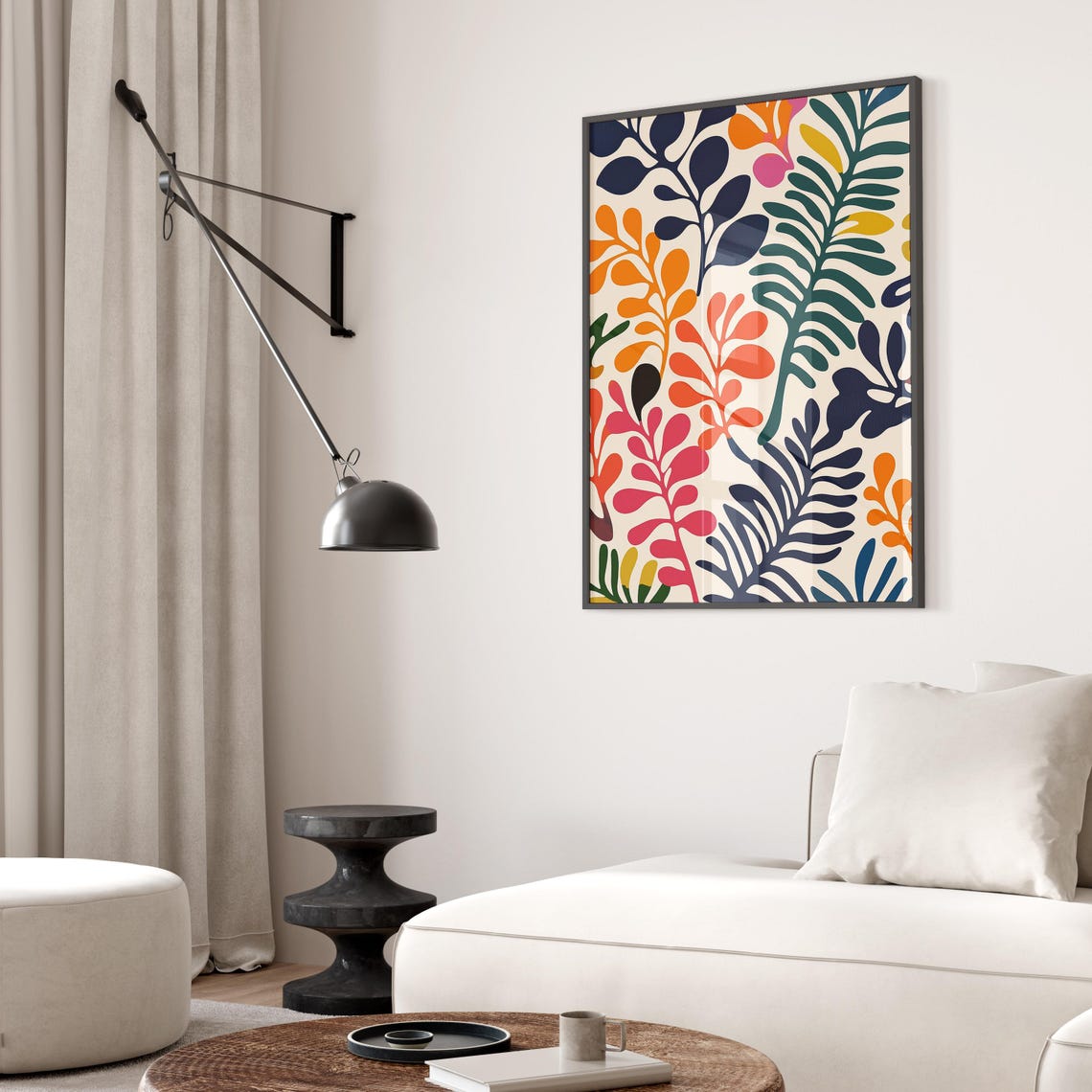 Colorful Boho Mid Century Abstract Fern Botanical Art Poster - Image 2