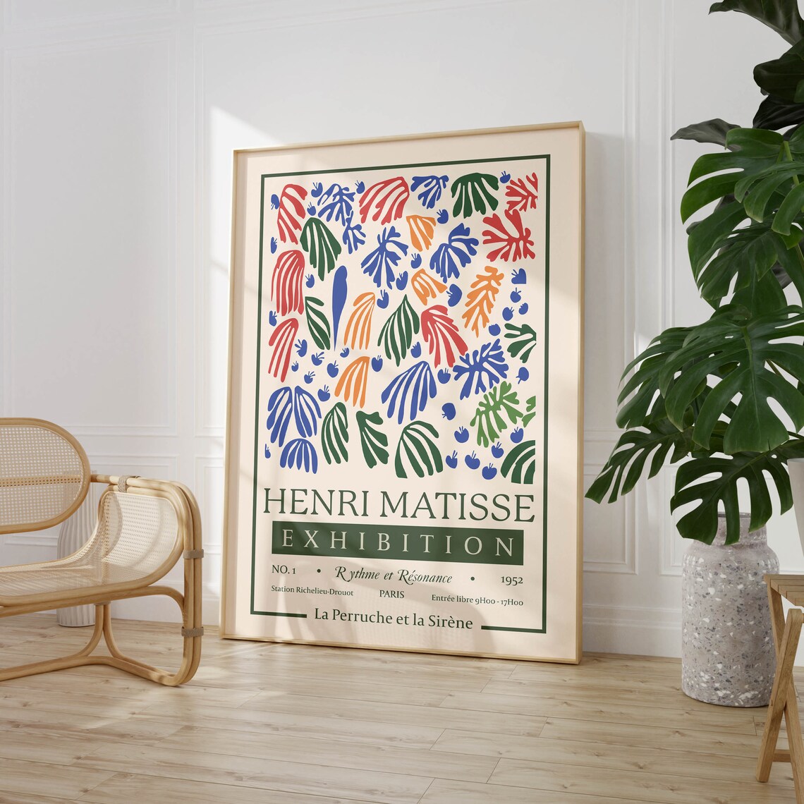 Henri Matisse La Perruche et la Sirene 1952 Leaf Pattern Exhibition Poster
