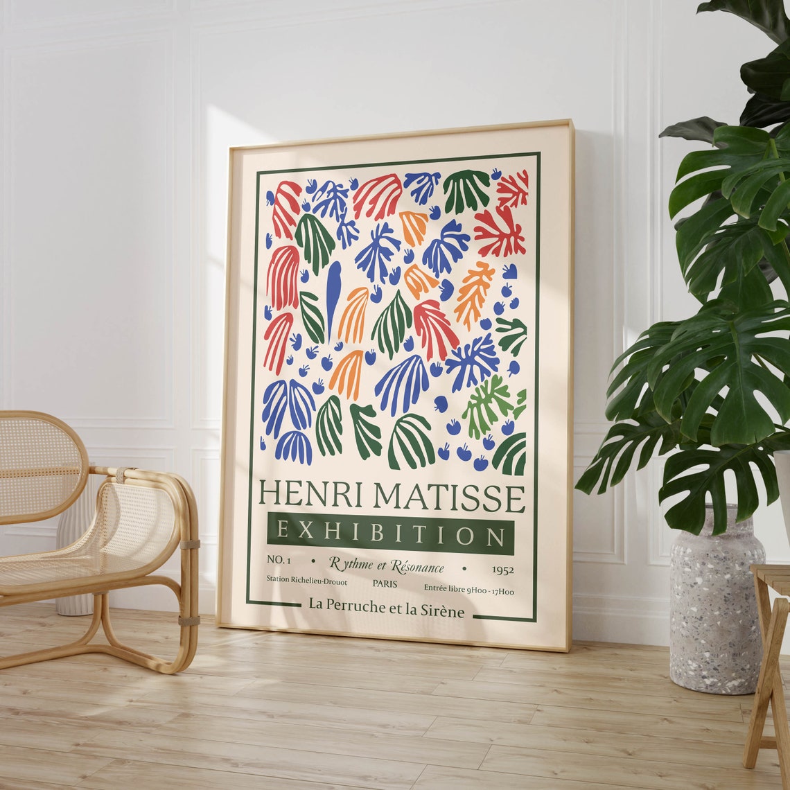 Henri Matisse Print Exhibition Poster La Sirene Et Le Perruche 1952 Mid Century Modern Wall Art