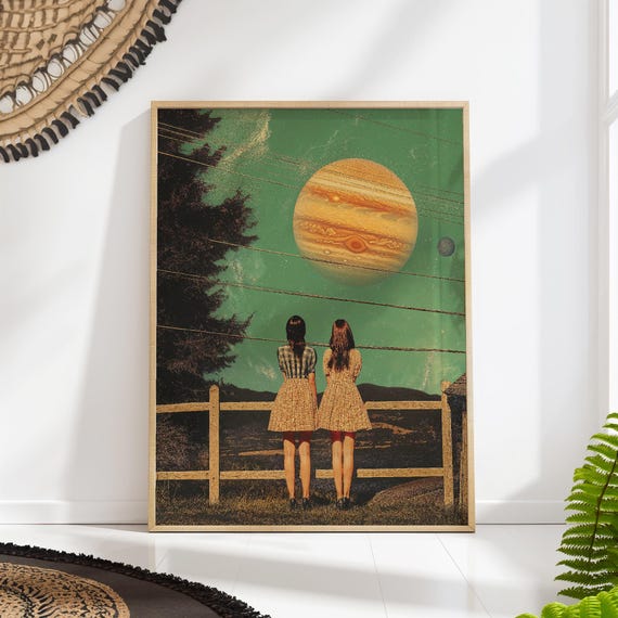 Vintage Fashion Jupiter Collage Wall Art Retro Celestial Decor For Modern Homes