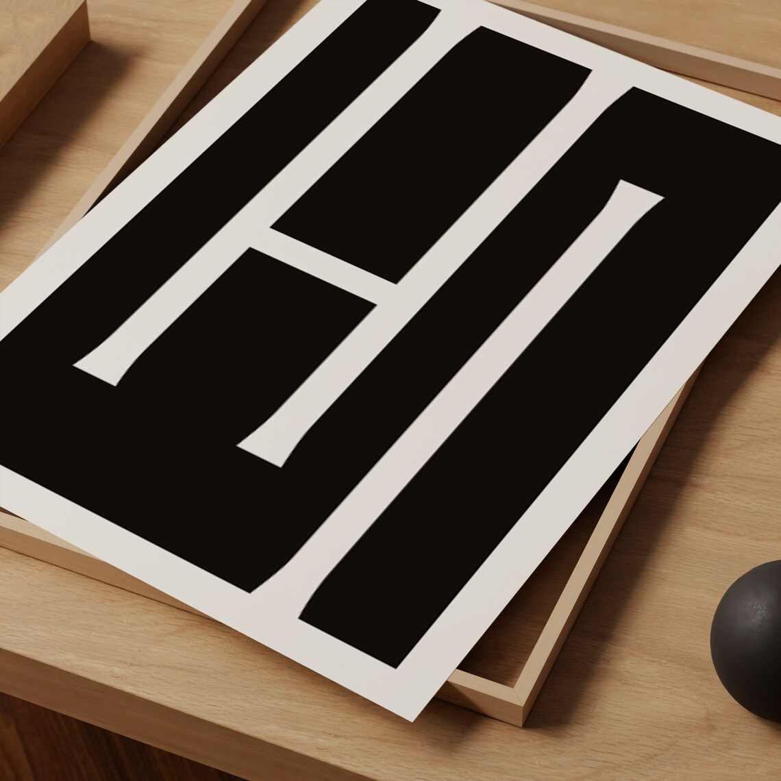 Minimalist Hi Typography Print Bold Black And White Letter Art Printed On Luxury Paper - Image 2