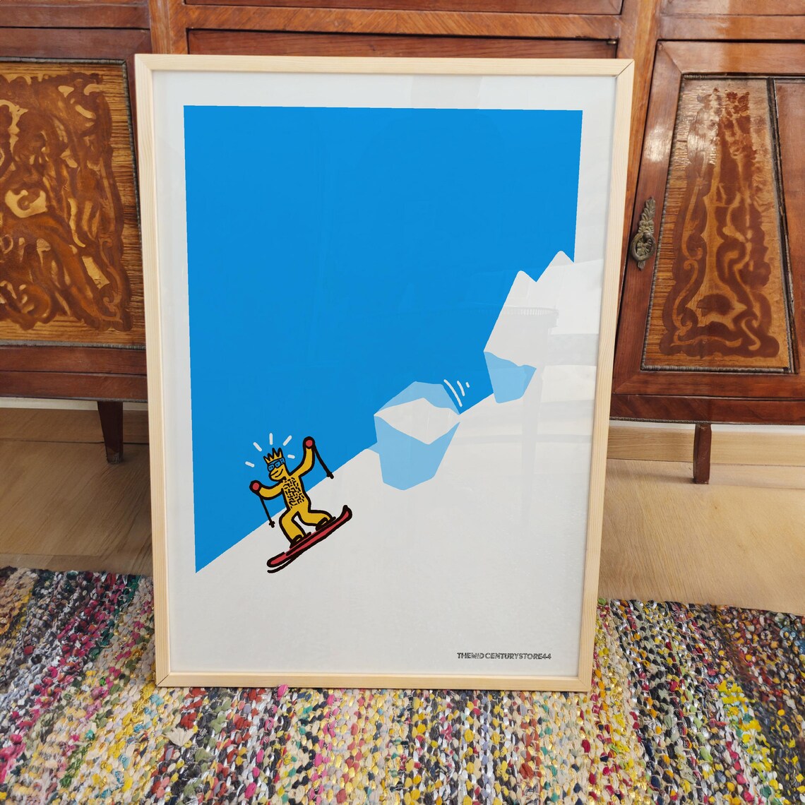 Ski Avalanche Print Funny Minimalist Mid Century Modern Poster - Image 3
