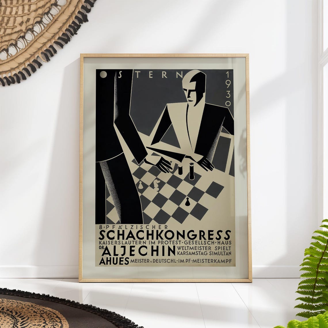 1930 Stern Chess Tournament Schachkongress Art Deco Wall Poster