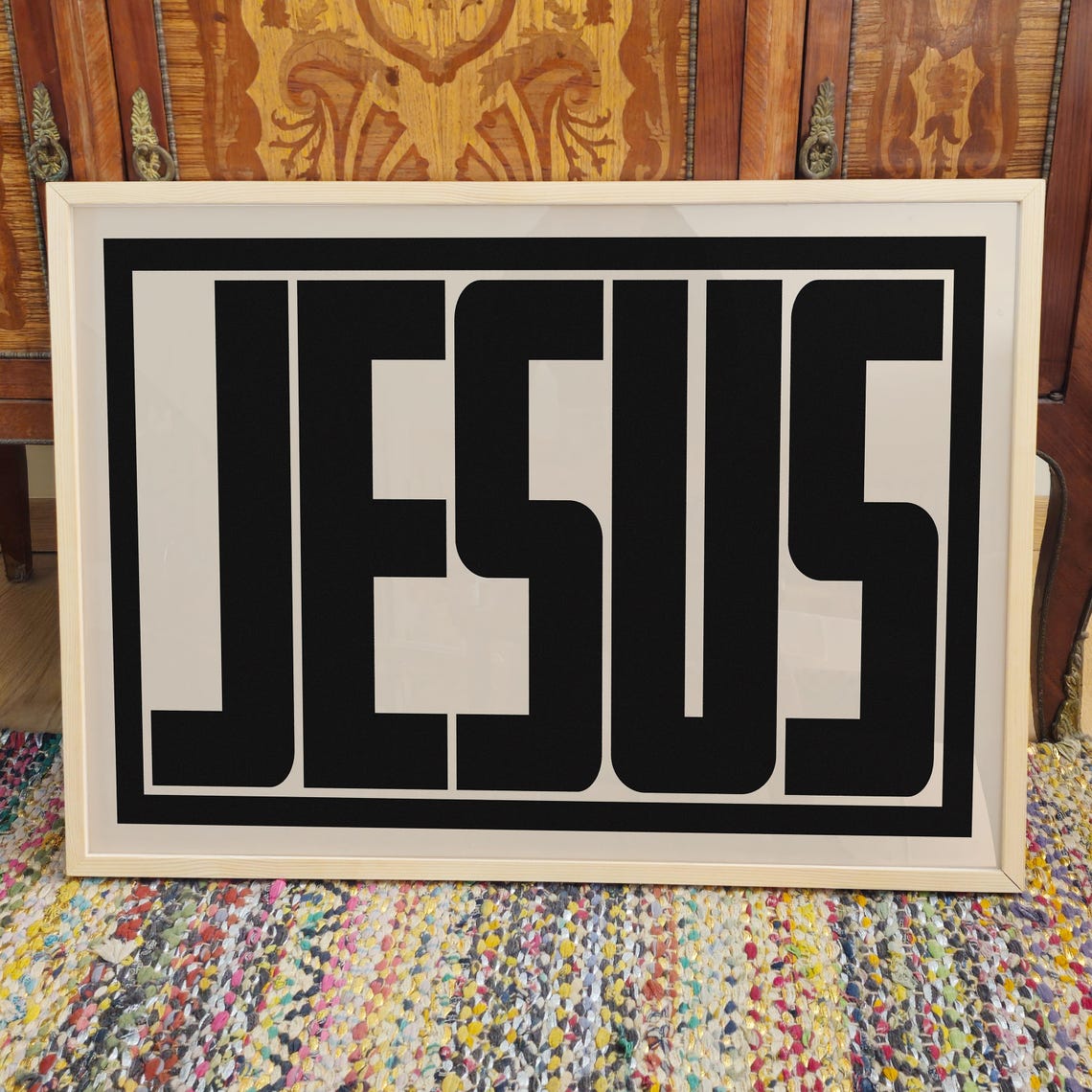 Jesus Christian Typography Art Print Bold Minimalist Poster Church Home Decor - Image 3