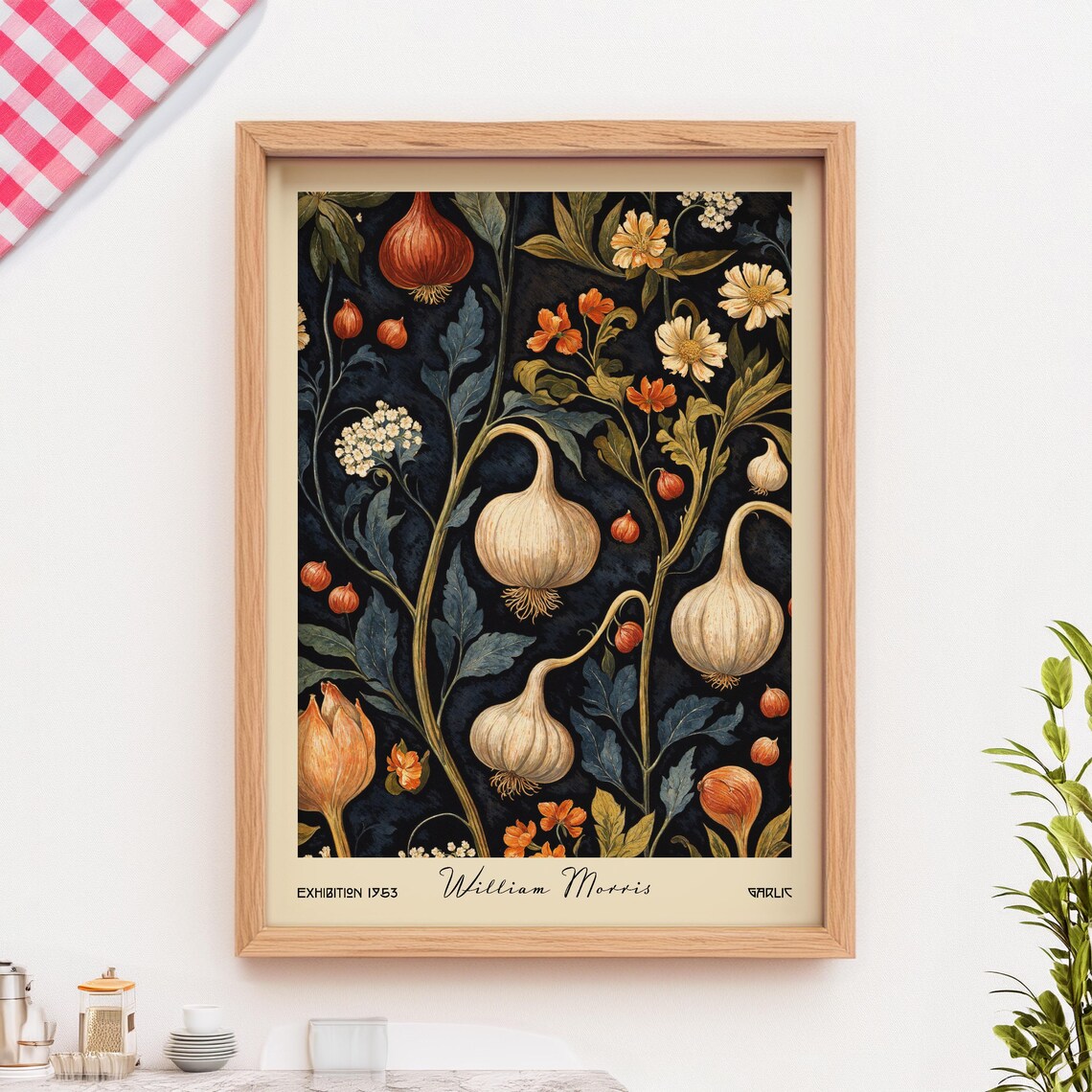 Garlic Kitchen Print, William Morris Botanical Art - Image 3
