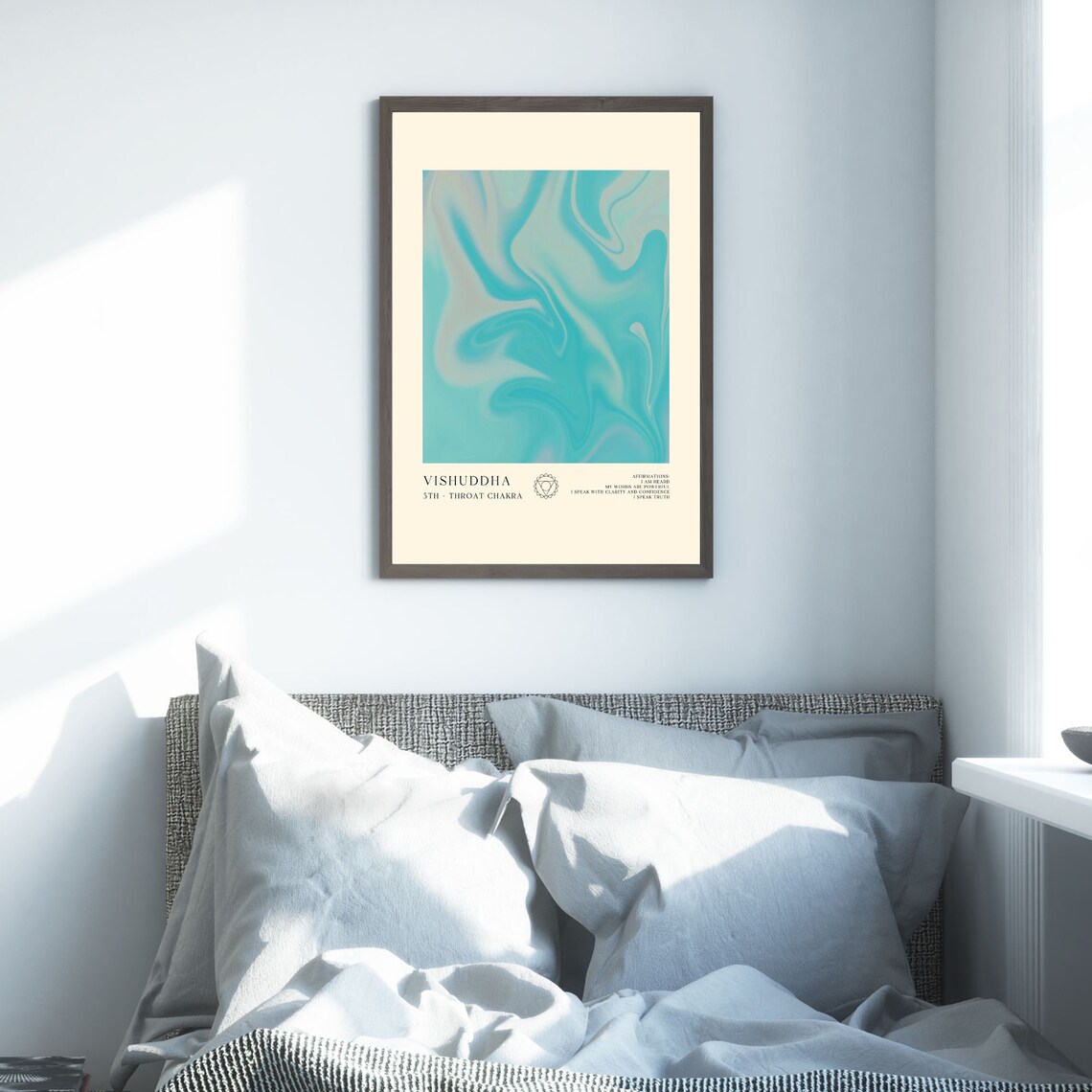 Vishuddha Throat Chakra Teal Aura Spiritual Yoga Meditation Wall Art - Image 4