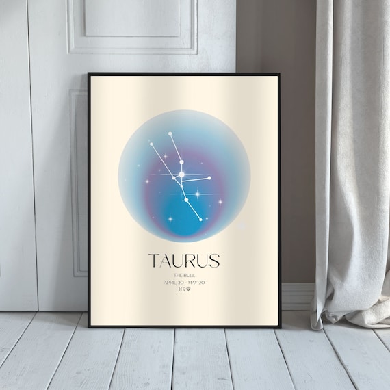 Taurus The Bull Zodiac Constellation Gradient Aura Circle Poster