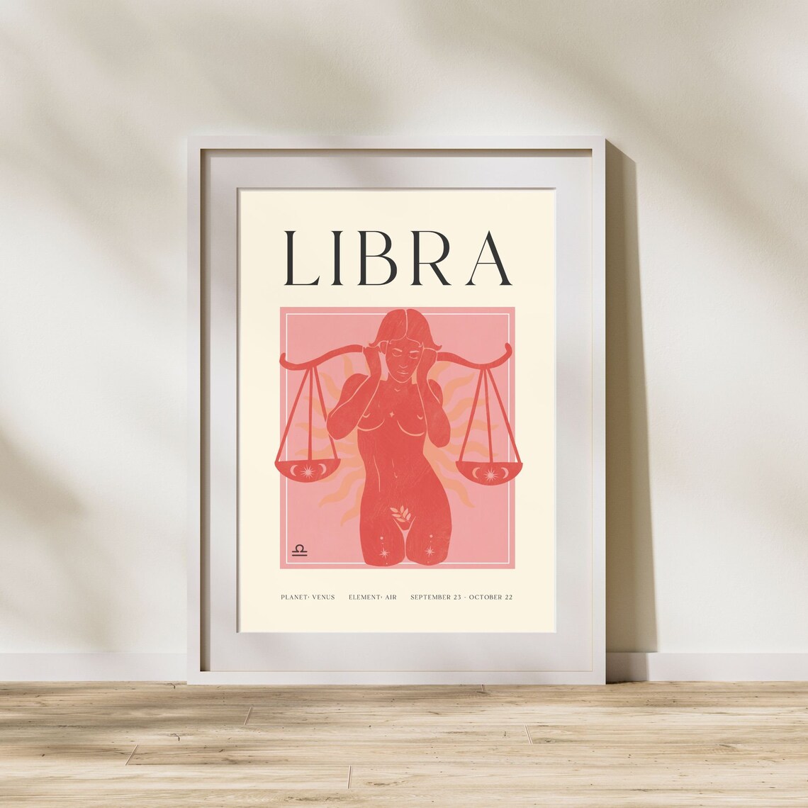 Libra Zodiac Scales Woman September October Birth Horoscope Poster