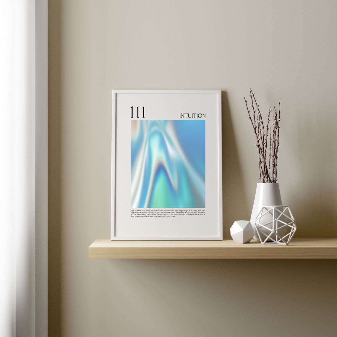 Angel Number 111 Intuition Blue Aura Gradient Spiritual Poster - Image 3