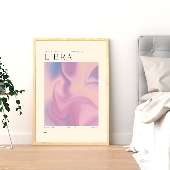 Libra Horoscope Pastel Swirl Aura Traits Astrology Art Print